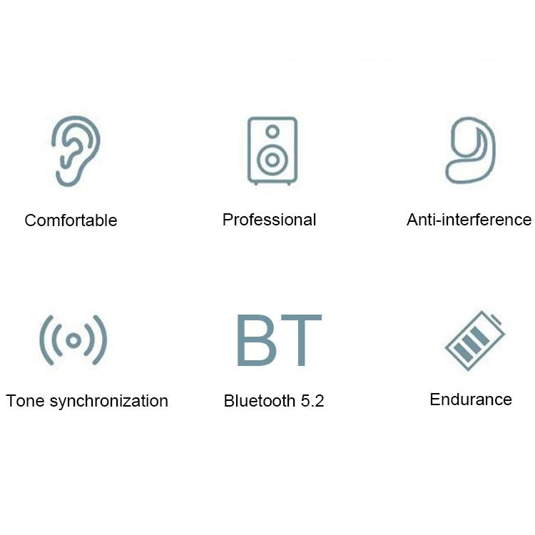 Wireless Bluetooth 5.2 Earphones with Noise Reduction Ear-mounted Design - Black Bag With Accessories