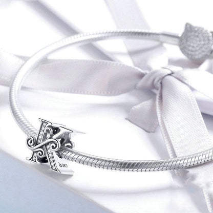 Diy Beaded Bracelet With Zircon Beads 26 Letters Style - C