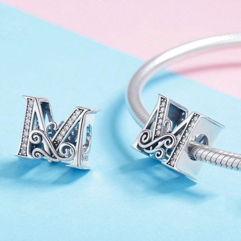 Diy Beaded Bracelet With Zircon Beads 26 Letters Style - C