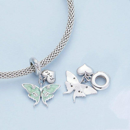 925 Sterling Silver Natural Butterfly Pendant For Diy Bracelet Style - Butterfly