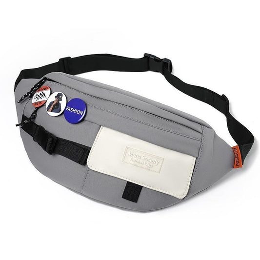 Chest Shoulder Messenger Bag Badge - Grey + Badge
