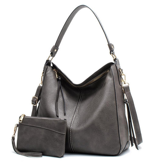Adjustable Leather Tote Bag with Multi-compartments - Large Capacity