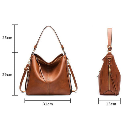 Adjustable Leather Tote Bag with Multi-compartments - Large Capacity