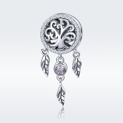 925 Sterling Silver Retro Hollow Dream Catcher Beaded Bracelet