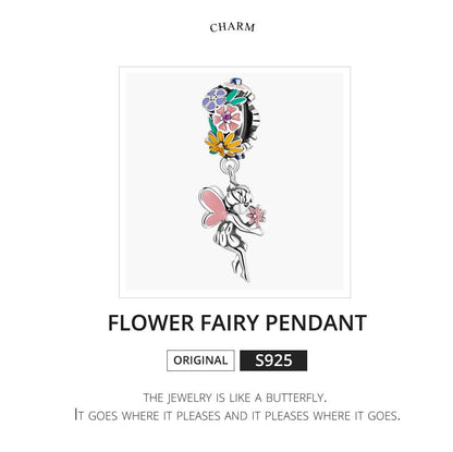 925 Sterling Silver Flower Elf Pendant For Bracelet Or Necklace