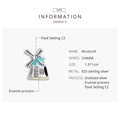 925 Sterling Silver Windmill Beads For Diy Bracelets & Necklaces