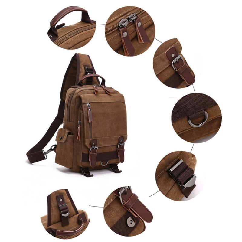Red Canvas Chest Bag For Outdoor Travel Messenger Style