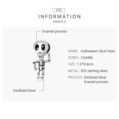 925 Sterling Silver Skull Beads For Diy Bracelets & Necklaces