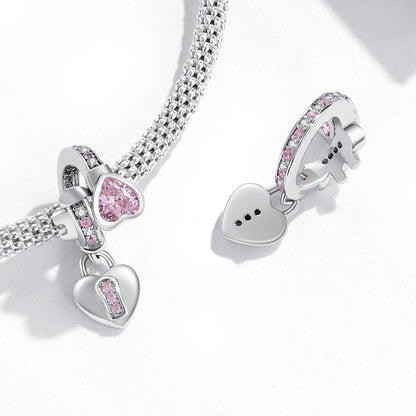 925 Sterling Silver Heart Lock Pendant For Diy Bracelets & Necklaces
