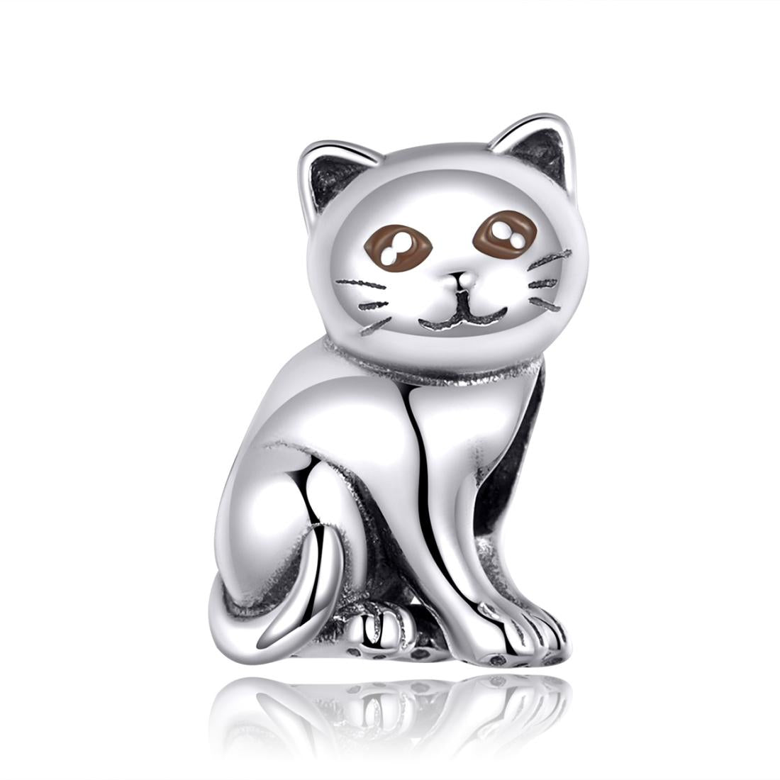 925 Sterling Silver Adorable Cat Beaded Bracelet