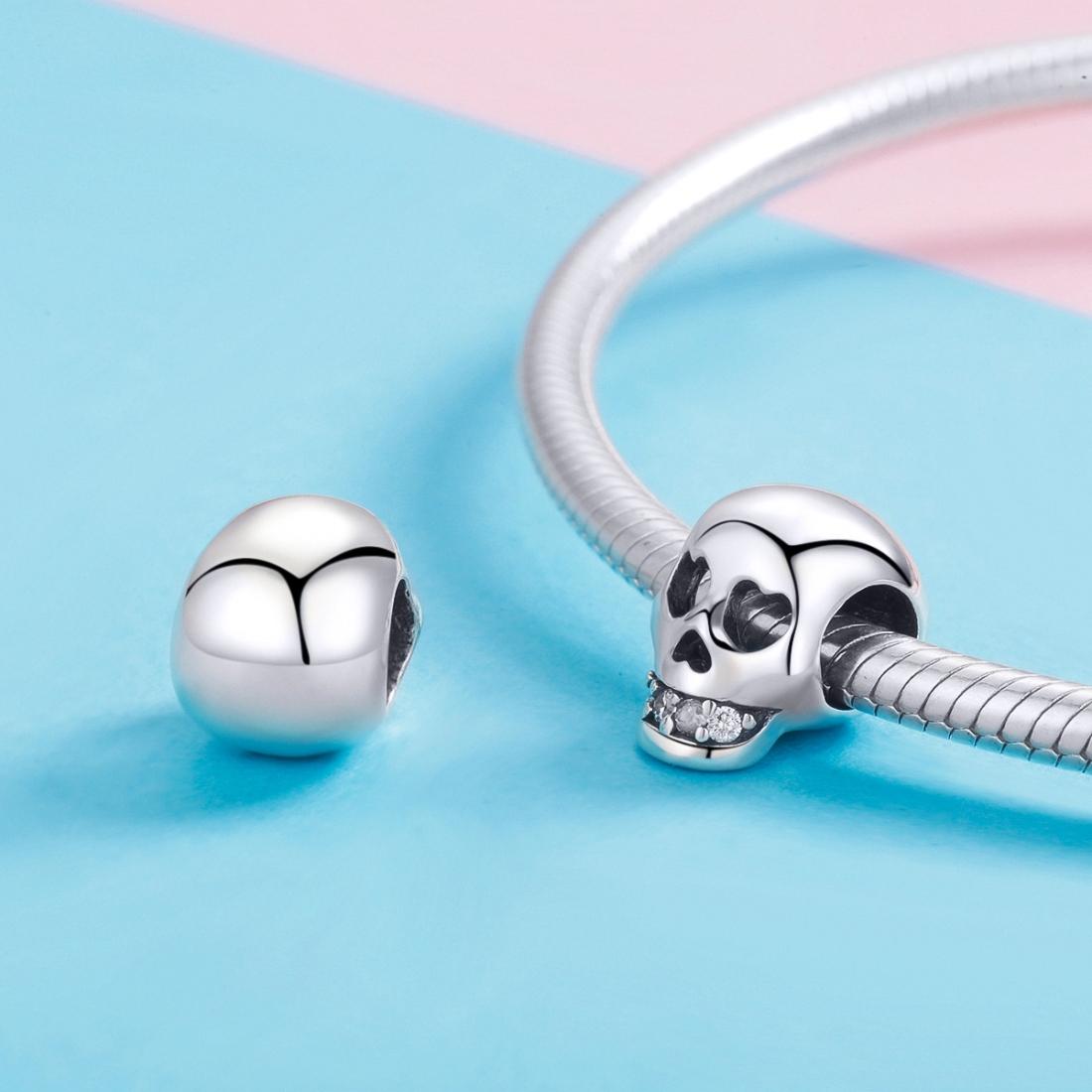 925 Sterling Silver Surprise Skull Bead For Diy Bracelet