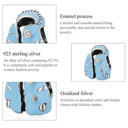 925 Sterling Silver Sky Blue Bead Bracelet / Necklace Set