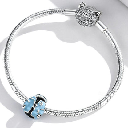 925 Sterling Silver Sky Blue Bead Bracelet / Necklace Set