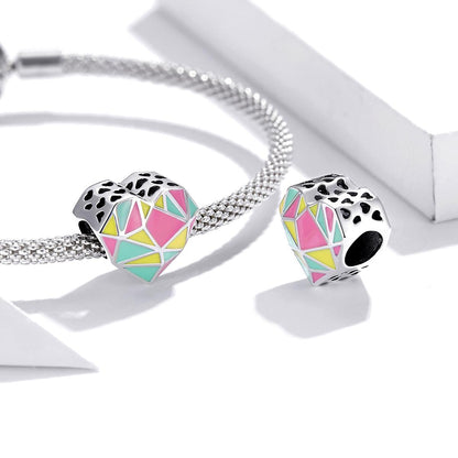 925 Sterling Silver Heart Beads For Diy Bracelets & Necklaces