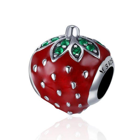 925 Sterling Silver Strawberry Beads For Diy Bracelets