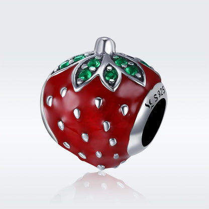 925 Sterling Silver Strawberry Beads For Diy Bracelets