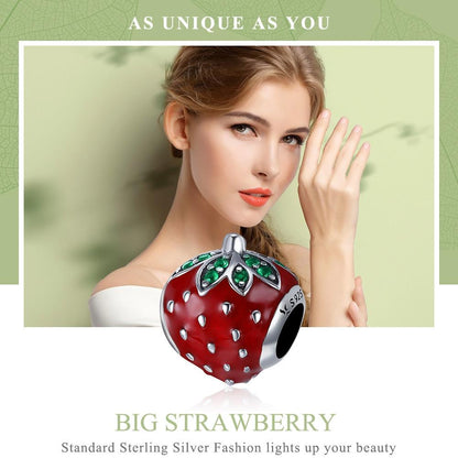 925 Sterling Silver Strawberry Beads For Diy Bracelets