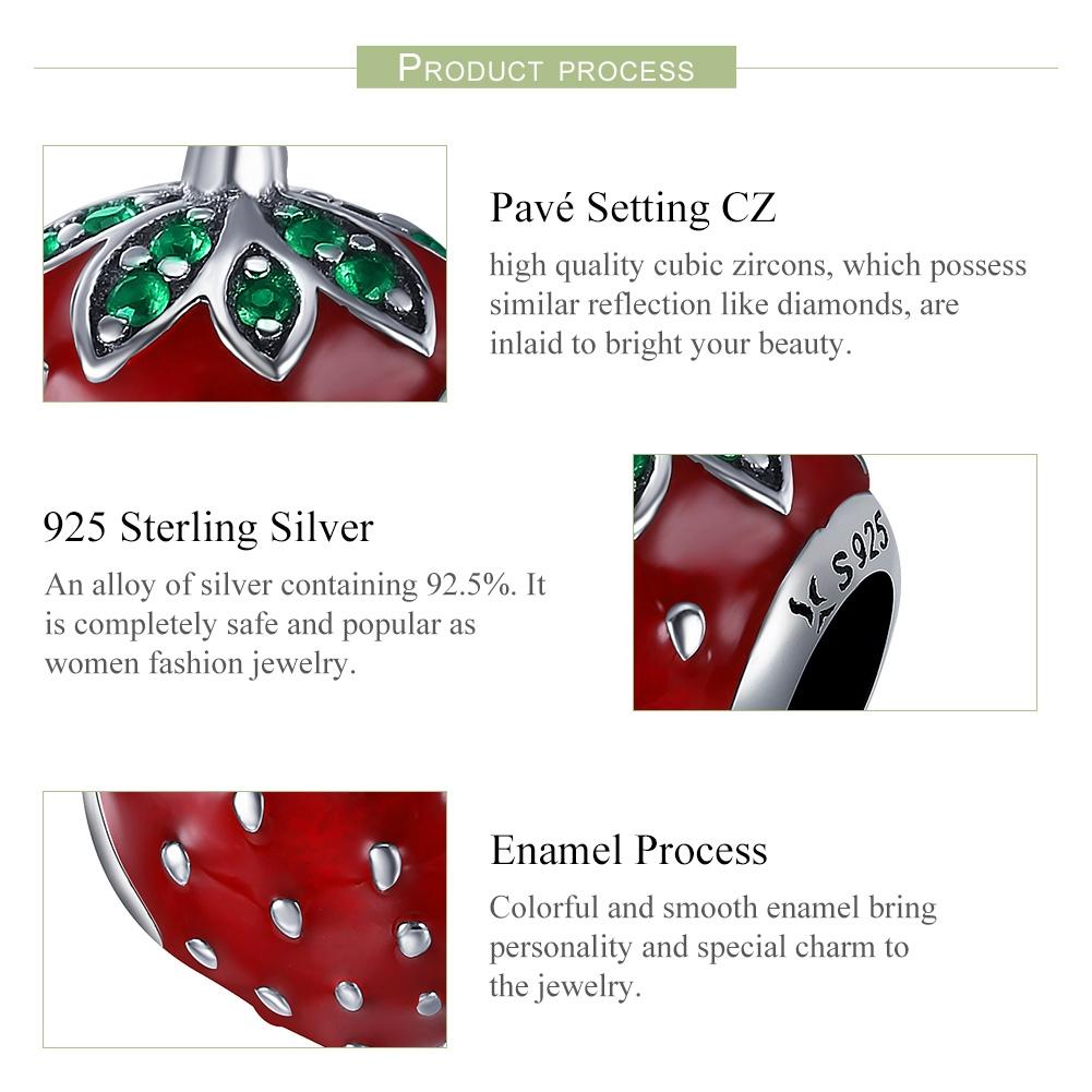 925 Sterling Silver Strawberry Beads For Diy Bracelets