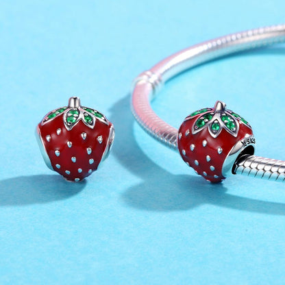 925 Sterling Silver Strawberry Beads For Diy Bracelets