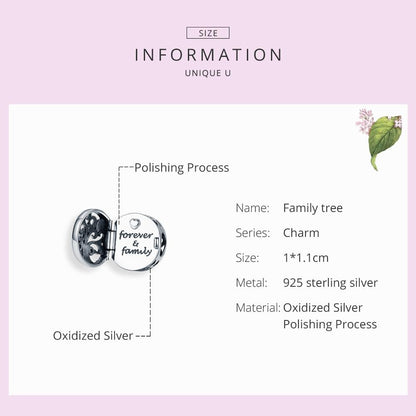 925 Sterling Silver Openable Family Tree Beaded Bracelet