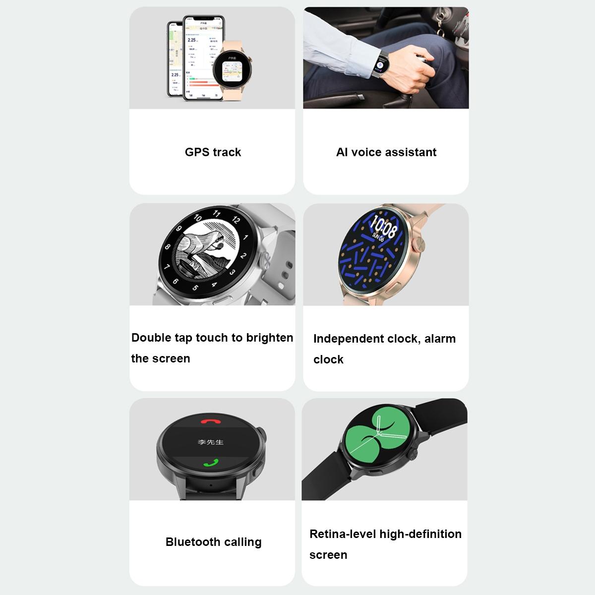 1.36 Inch Hd Screen Smart Call Watch With Nfc Function - Black Steel