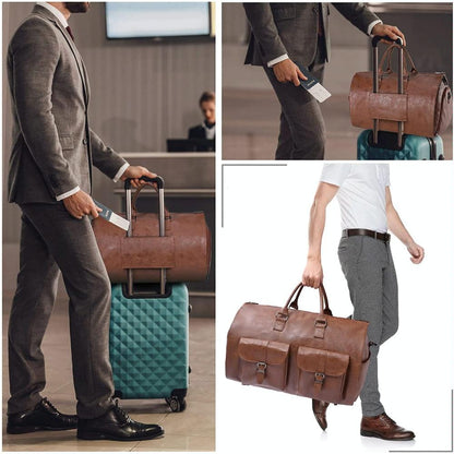 Compact Duffel Bag with Shoe Storage - Dark Brown
