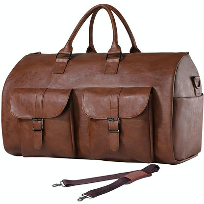 Compact Duffel Bag with Shoe Storage - Dark Brown