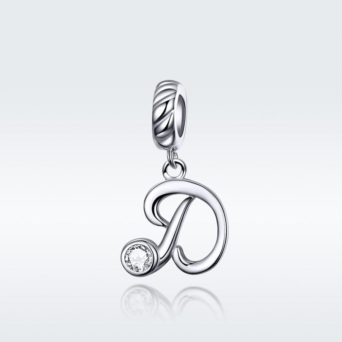 925 Sterling Silver Personalized Letter Pendant For Diy Bracelets And Necklaces Style - D