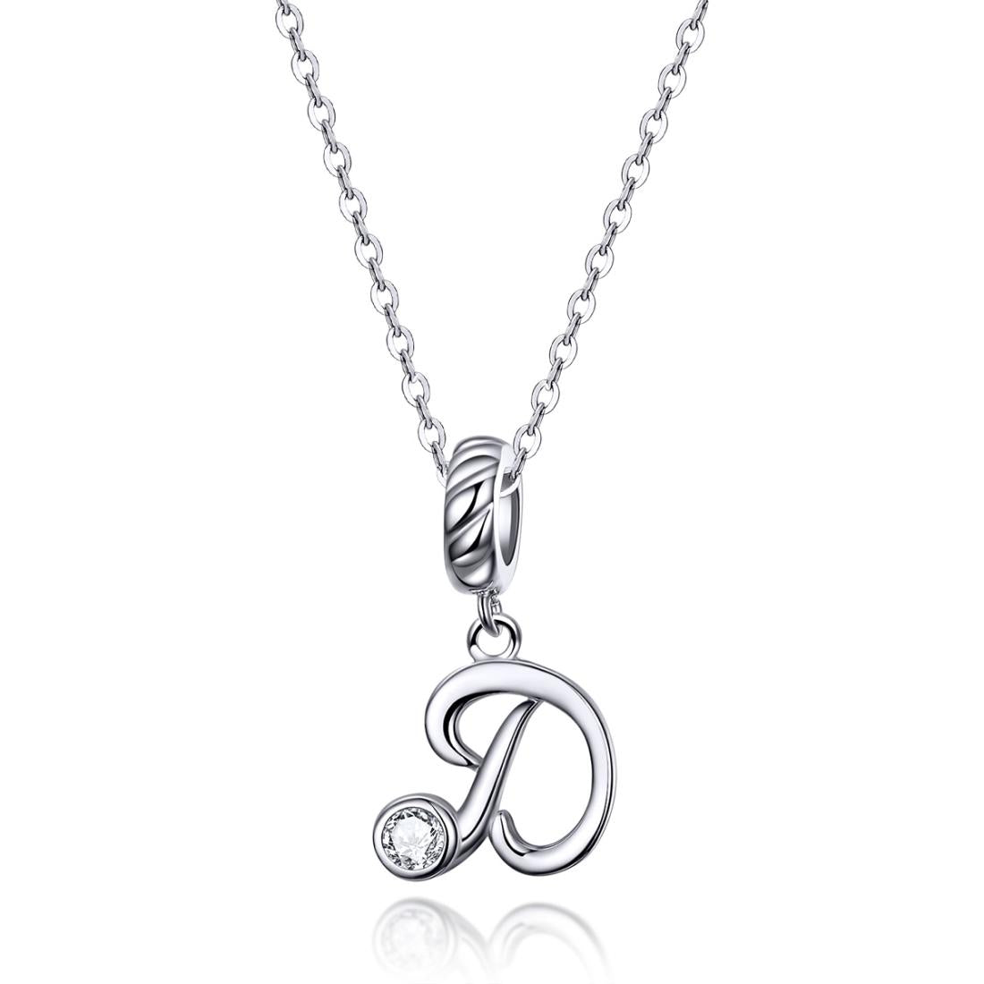 925 Sterling Silver Personalized Letter Pendant For Diy Bracelets And Necklaces Style - D