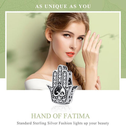 925 Sterling Silver Hand Of Fatima Beads For Diy Bracelets