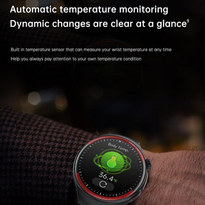 Smart Round Screen Watch With Bt Call And Health Tracking - Leather - Silicone Red