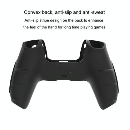 Black Silicone Protective Case for Ps5 Gamepad - Anti-skid Cover - White + 2 Hats