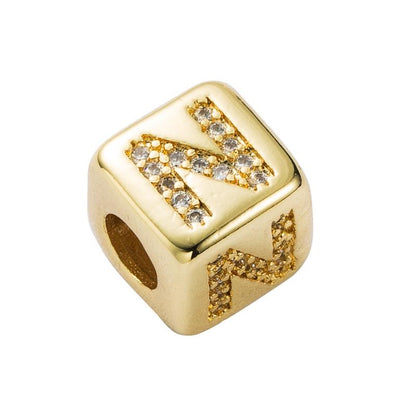 Brass Micro Inlaid Couple Red String Diy Bracelet English Letter Beads Style - N