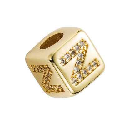 Brass Micro Inlaid Couple Red String Diy Bracelet English Letter Beads Style - N