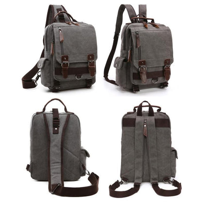 Gray Canvas Chest Bag For Outdoor Travel Lightweight & Durable