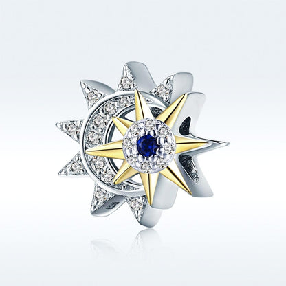 925 Sterling Silver Sun & Moon Beads For Diy Bracelets