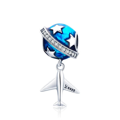 925 Sterling Silver Travel Dream Airplane Oil Drip Bead