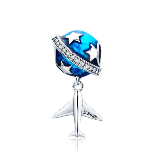 925 Sterling Silver Travel Dream Airplane Oil Drip Bead