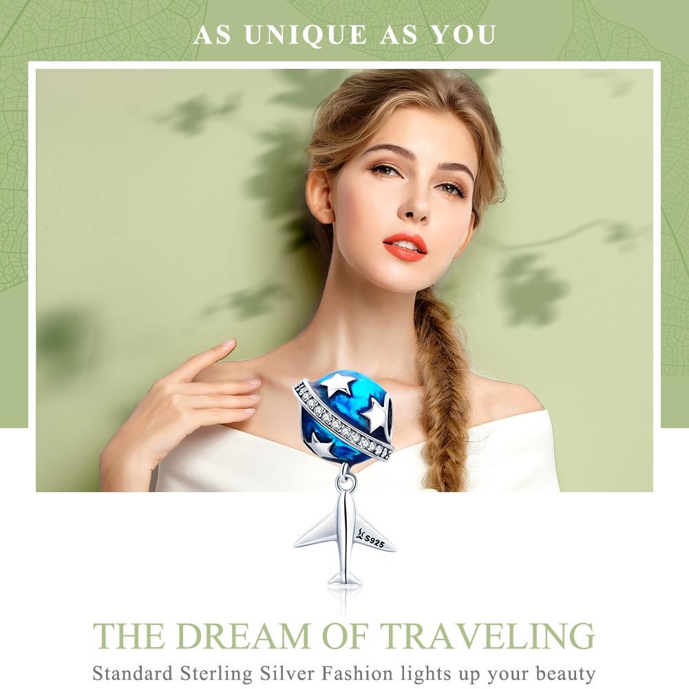 925 Sterling Silver Travel Dream Airplane Oil Drip Bead