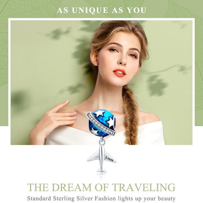 925 Sterling Silver Travel Dream Airplane Oil Drip Bead
