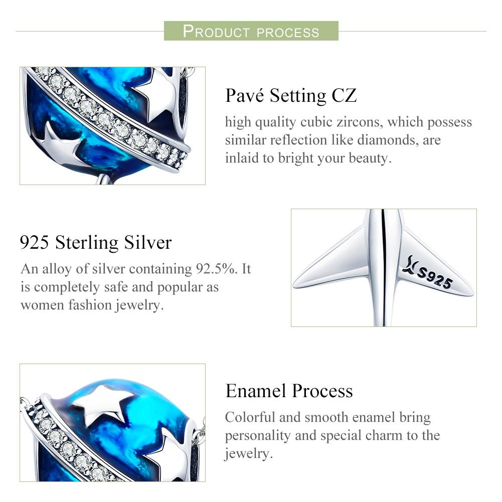 925 Sterling Silver Travel Dream Airplane Oil Drip Bead