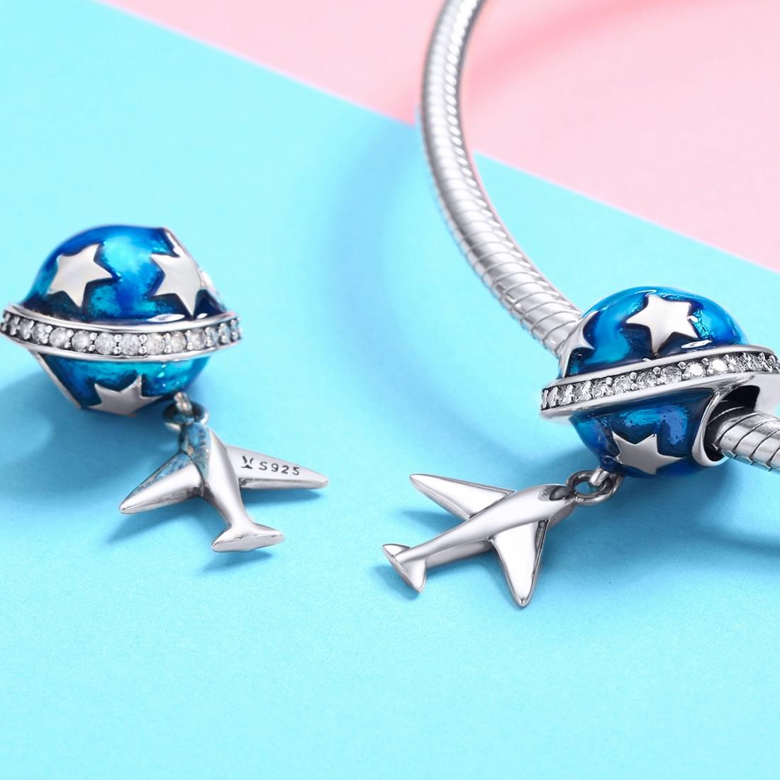 925 Sterling Silver Travel Dream Airplane Oil Drip Bead