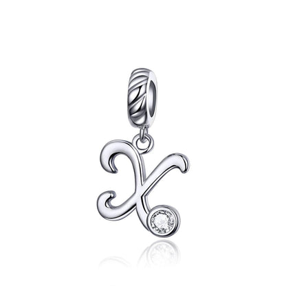 925 Sterling Silver Personalized Letter Pendant For Diy Bracelets And Necklaces Style - X