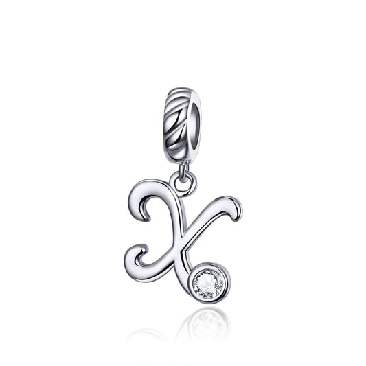 925 Sterling Silver Personalized Letter Pendant For Diy Bracelets And Necklaces Style - X
