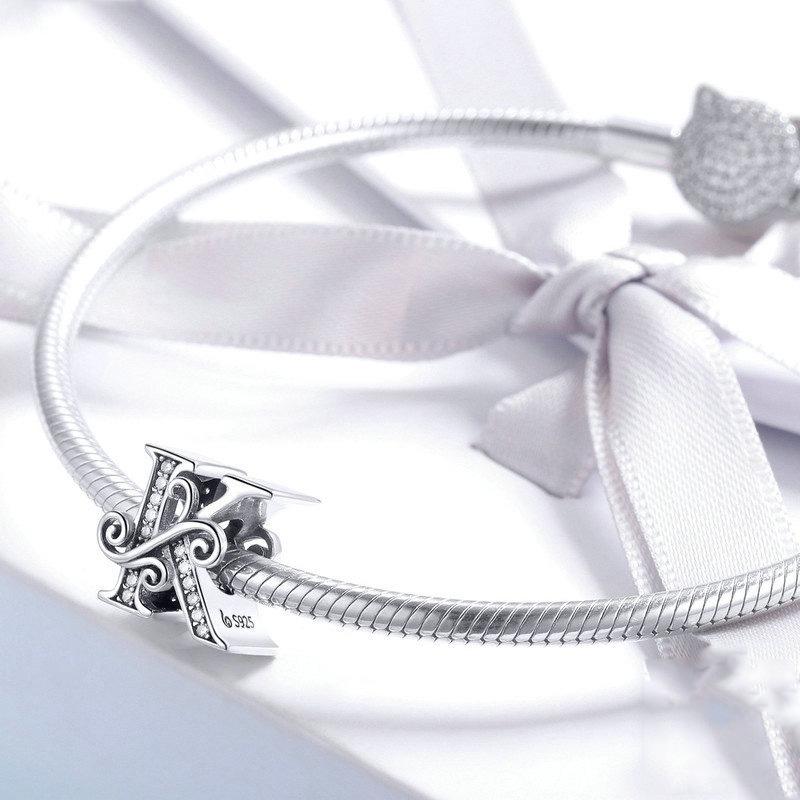 Diy Beaded Bracelet With Zircon Beads 26 Letters Style - X