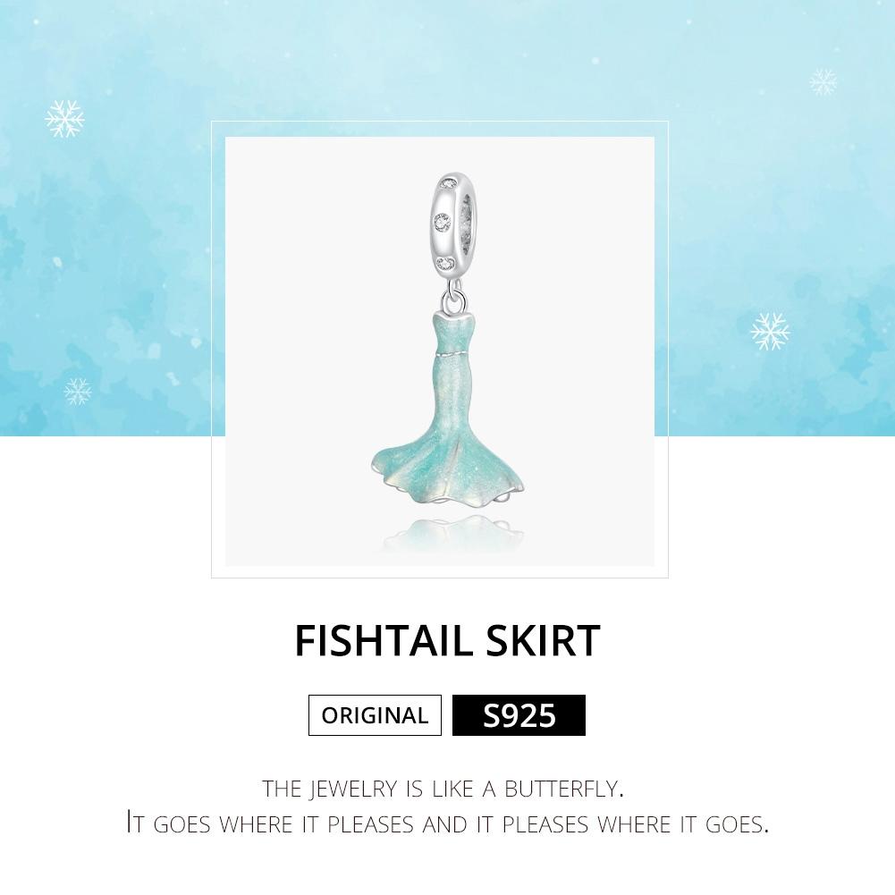 925 Sterling Silver Mermaid Skirt Pendant For Diy Bracelet Or Necklace