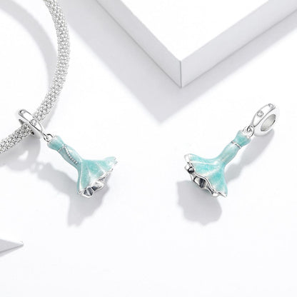 925 Sterling Silver Mermaid Skirt Pendant For Diy Bracelet Or Necklace