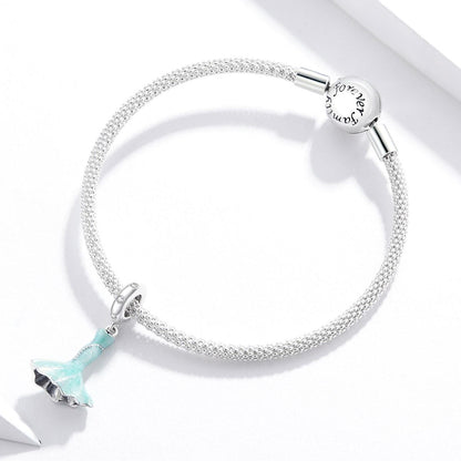 925 Sterling Silver Mermaid Skirt Pendant For Diy Bracelet Or Necklace