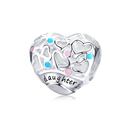 925 Sterling Silver Love Heart Beaded Bracelet Charms
