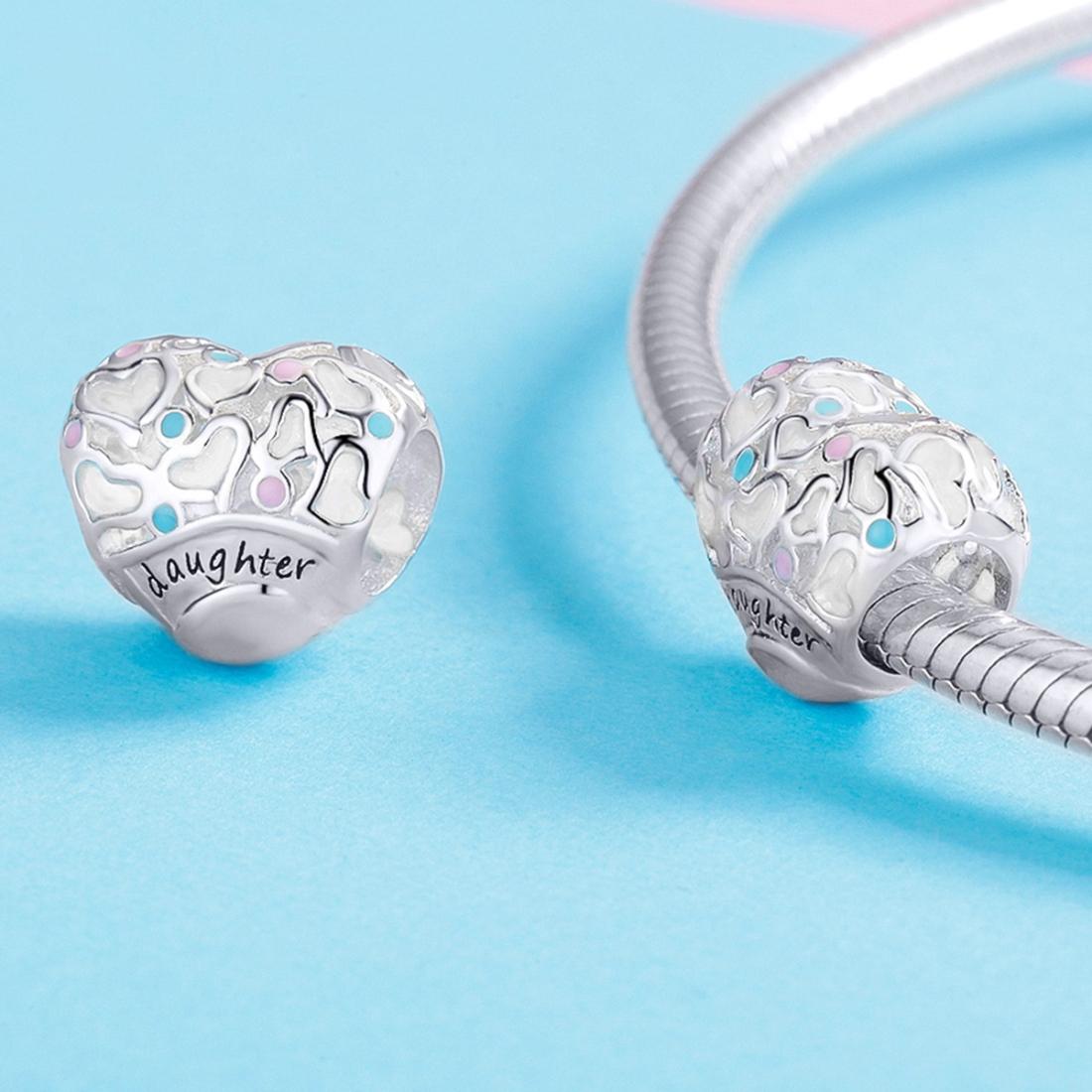 925 Sterling Silver Love Heart Beaded Bracelet Charms